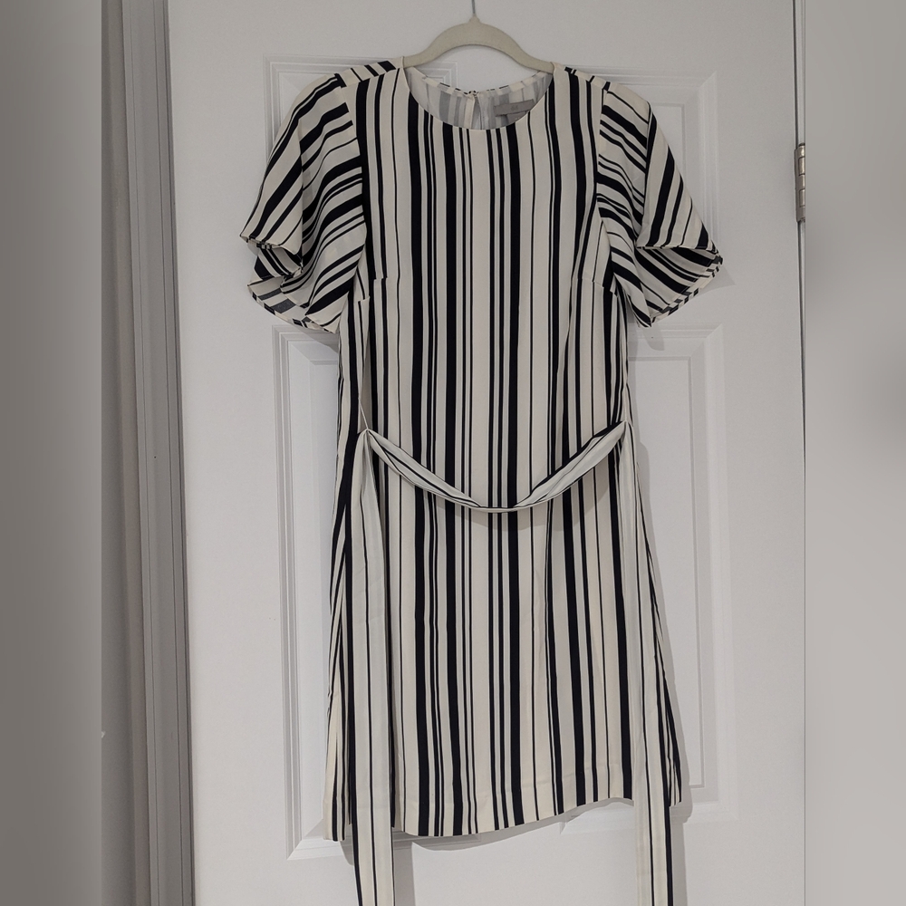 H&M striped shift dress with tie waist